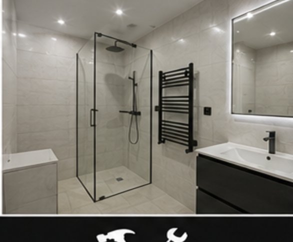 Baño con ducha de obra y radiador toallero terminado